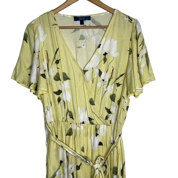 Rachel Roy Dress Womens Plus Size 3X Short Sleeve Sundress Yellow Floral Boho - Picture 2 of 12